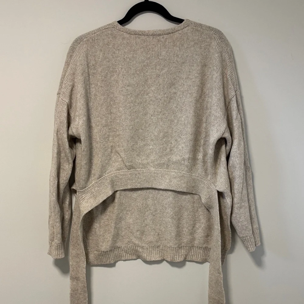 Elizabeth and James Beige V-Neck Sweater with Tie Waist - Picture 5 of 6